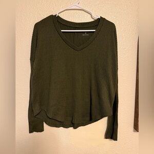 Aeropostale Dark Green Ribbed Long Sleeve Top